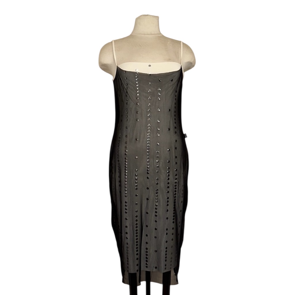 Moschino Cream & Black Spaghetti Strapped Dress | Sz Usa 12